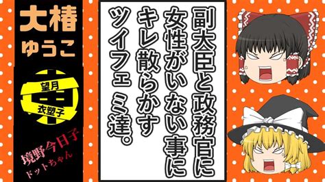 【ゆっくり動画解説】ツイフェミ達が副大臣と政務官に女性がいない事へのキレ散らかし発言集 Youtube