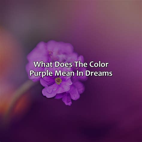 What Does The Color Purple Mean In Dreams