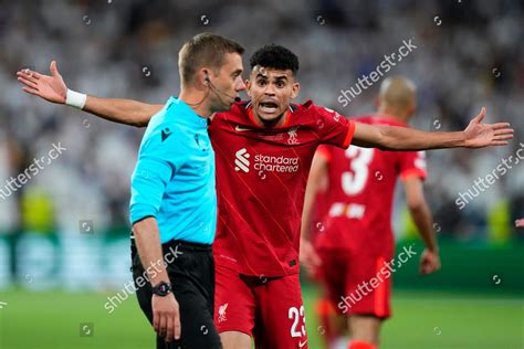 Liverpools Luis Diaz Complains Referee During Editorial Stock Photo