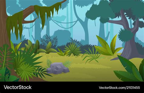 Cartoon empty tropical rainforest jungle Vector Image