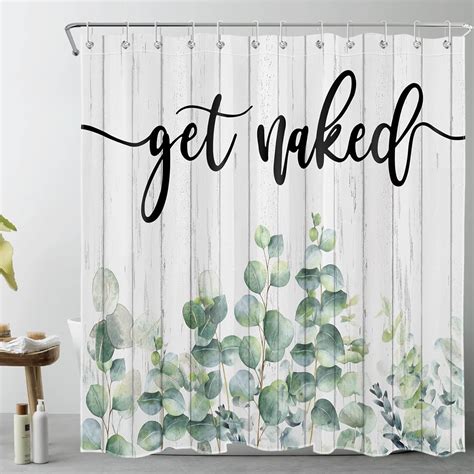 Eucalyptus Shower Curtain For Bathroom Decor Sage Green Leaf And Funny