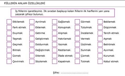 Fiillerin Anlam Özellikleri İş Oluş Durum Fiilleri 7 Sınıf