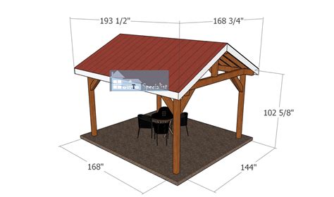 12×14-Pavilion-Plans—overall-dimensions | HowToSpecialist - How to ...