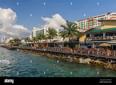 View of Waterfront Esplanade in Kota Kinabalu, Sabah, Malaysia Stock