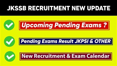 Jkssb New Update Exam Calendar New Recruitments Pending Exams