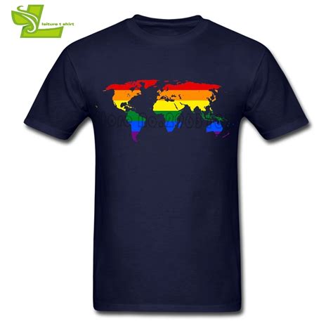 LGBT GLBT Gay Pride Rainbow World Map T Shirt Teenage New Camisetas