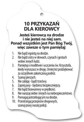 Święty Krzysztof Zawieszka samochodowa 10 PRZYKAZAŃ DLA KIEROWCY