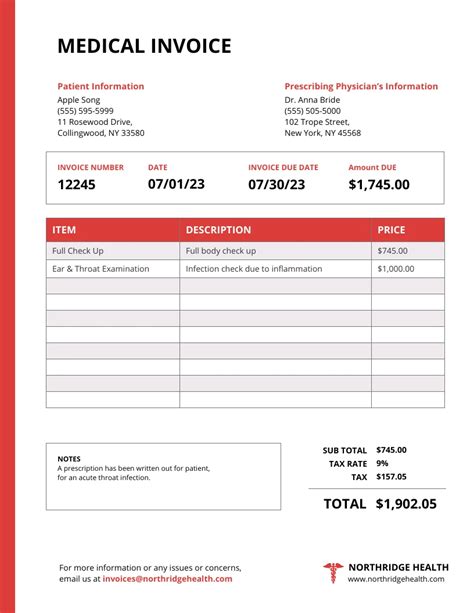 Corporate Medical Billing Invoice Template Venngage