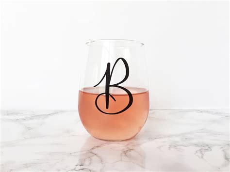 Initial Wine Glass Single Monogram Wine Glass Personalized Etsy