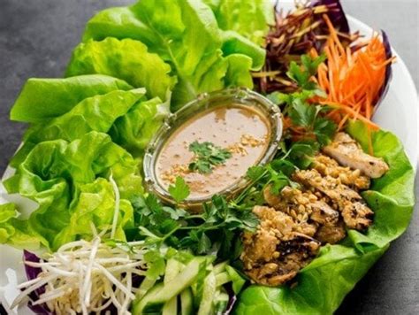 Spicy Peanut Chicken Lettuce Wraps Kims Gourmet Sauces