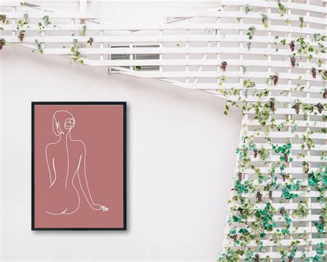 Woman Laying Down Art Minimalist Naked Woman Printable Wall Art Fine