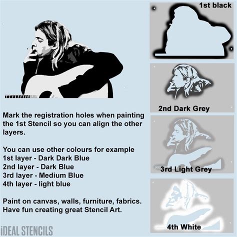 Product Overview Kurt Cobain Multi Layer Stencil Great For Many Arty