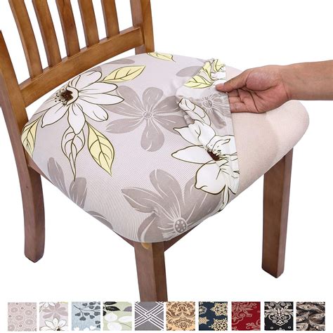 Comqualife Stretch Printed Dining Chair Seat Covers Removable Washable