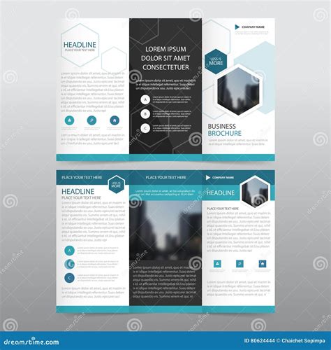 Blue Hexagon Business Trifold Leaflet Brochure Flyer Report Template