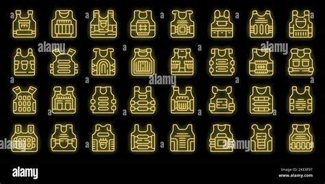 Bulletproof Vest Icons Set Outline Vector Armor Body Vest Military