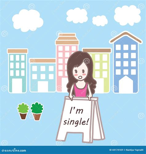 Cartoon Single Girl in Town Stock Vector - Illustration of dish, cute: 44174169