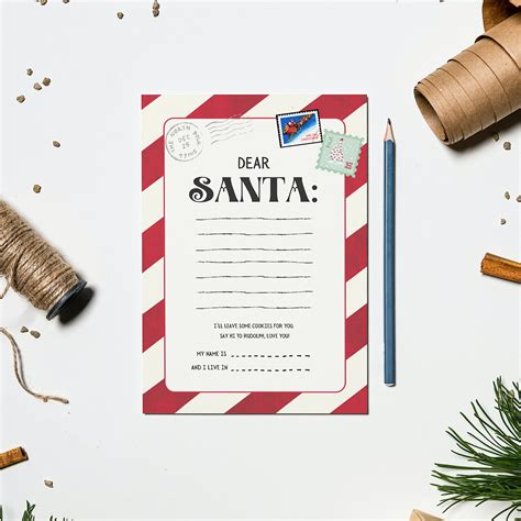 Carta A Santa Imprimible Carta Para Santa Lista De Deseos Etsy M Xico