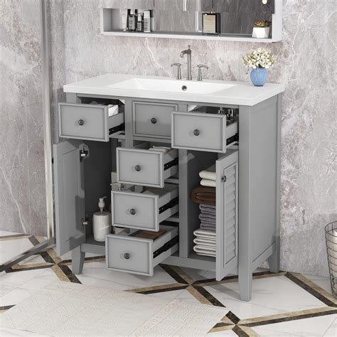 Amazon Merax Grey Bathroom Vanity Cabinet With Sink Combo