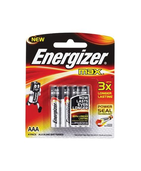 Energizer MAX AAA Alkaline Batteries 4pcs Pack