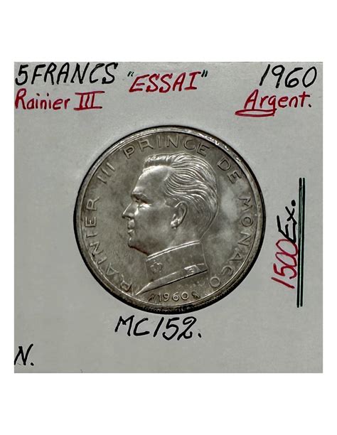 Monaco Francs Rainier Iii Monnaie En Argent Essai