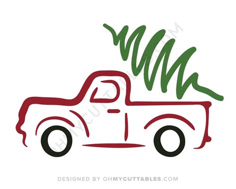 Christmas Tree Truck SVG Free File Design • OhMyCuttables