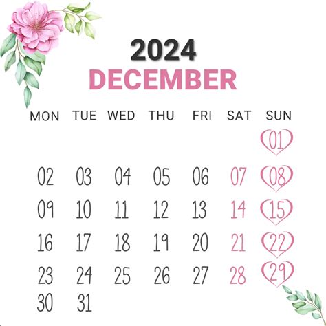 Calendrier 2024 Imprimable Gratuit De Decembre Vecteur PNG Calendrier