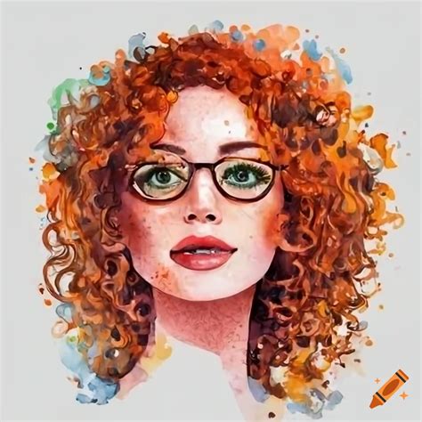 Smiling Woman With Red Curly Hair And Glasses On Craiyon