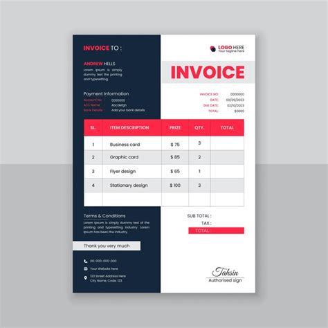 Premium Vector Vector Invoice Design Template