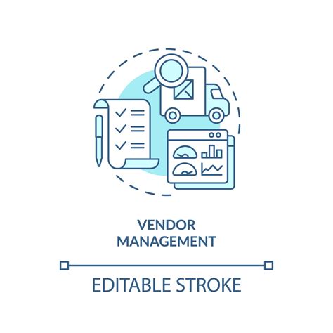 2D Editable Vendor Management Thin Line Icon Concept Isolated Vector