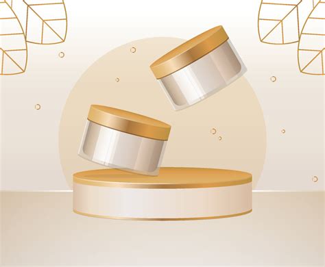 Beauty Golden Mock Up With Podium And Leaf Background