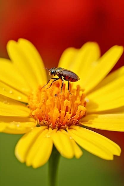 Premium Ai Image A Fly Sitting On Top Of A Yellow Flower