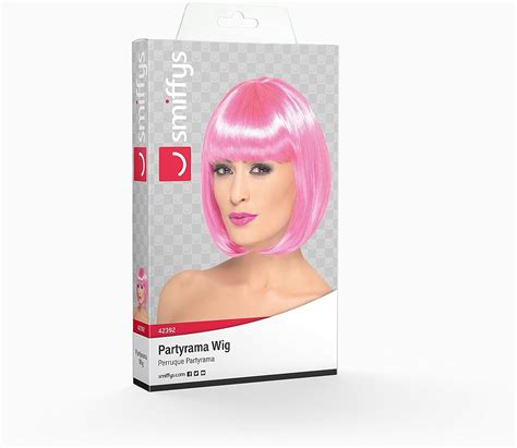 Smiffys 12 Inch Partyrama Wig Short Bob With Fringe Pink Toptoy