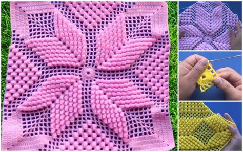 Popcorn Stitch Square For Blankets And Pillows - Crochet Ideas