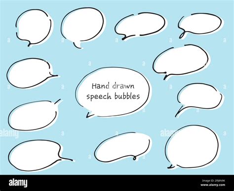 Oval Line Drawing Speech Balloons With Gaps And White Painted