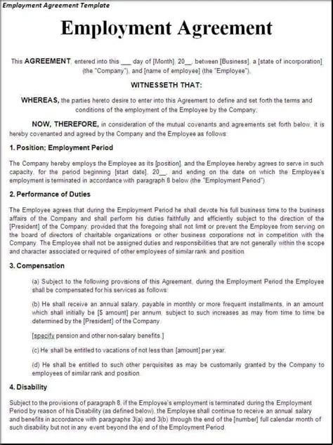 Top 5 Free Employment Agreement Templates Word Excel Templates