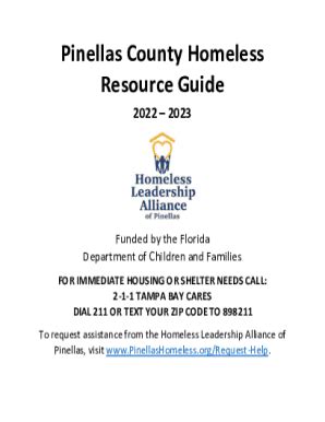 Fillable Online Pinellas County Homeless Resource Guide Pdf Free