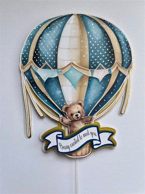 Teddy Bear Hot Air Balloon Cake Topper Etsy