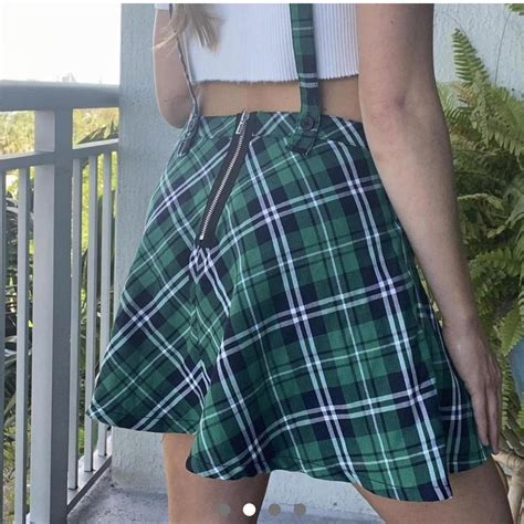 Royal Bones Tripp Nyc Green Plaid Mini Skirt M Size Depop