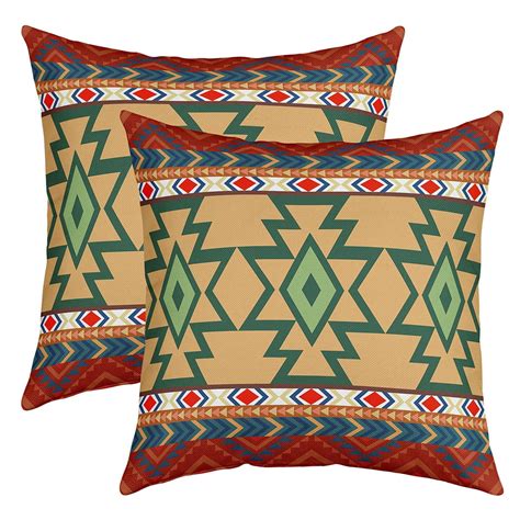 Tribal Western Decorative Pillow Covers 18x18 Inch Set Of 2 Ethnic Aztec Throw Pillow Covers