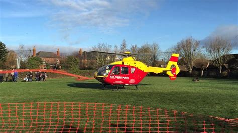 Air Ambulance Landing In Burghfield Common Youtube