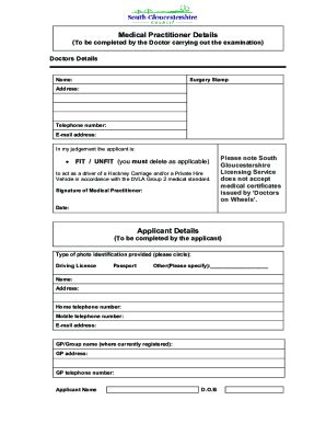 Fillable Online D4 Medical Form For Taxi And Private Hire Driver