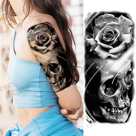 Rose And Skull Tattoos For Girls