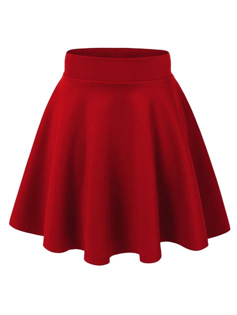 Mbj Wb Womens Basic Versatile Strechy Flare Skater Skirt M Red