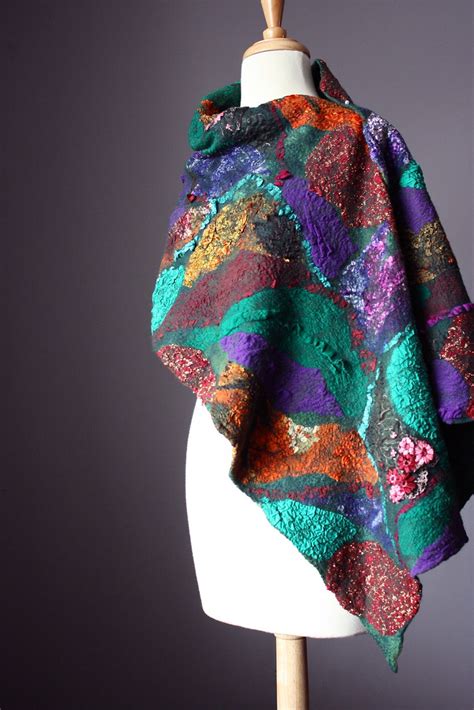 Nuno Felted Scarf Wool Silk Green Purple Burgundy Orange R Flickr