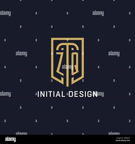 Initial ZQ Shield Logo Luxury Style Creative Company Logo Design