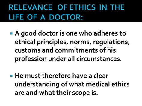 Ppt Medical Ethics Professionalism And Doctor Patient Relationship