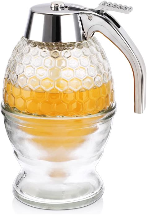 Hunnibi Honey Dispenser No Drip Glass Maple Syrup Dispenser Glass