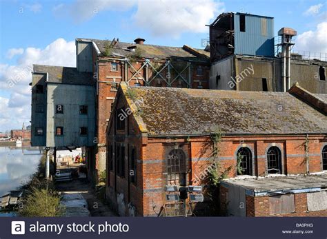 Derelict Industrial Buildings Quay Side Of Gloucester Docks Set For