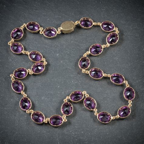 Antique Victorian Purple Paste Necklace 9ct Gold Circa 1880 Antique