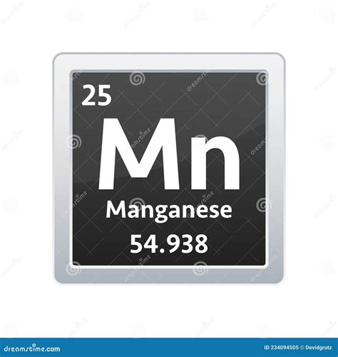 Manganese Symbol Chemical Element Of The Periodic Table Vector Stock